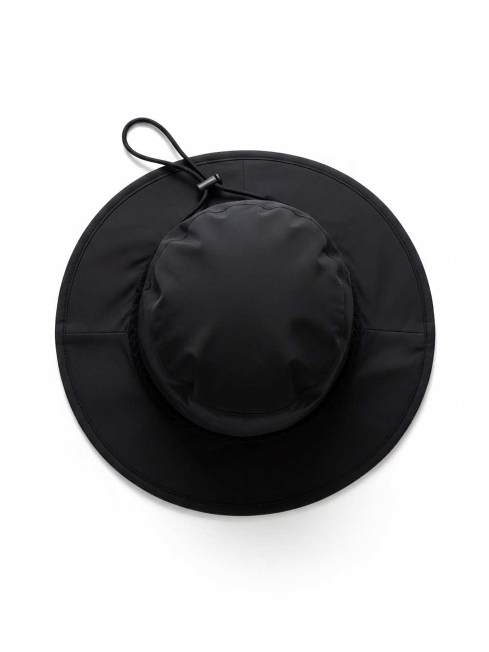 Black Wide-Brim Rain  Sun Hat with Adjustable Head Size